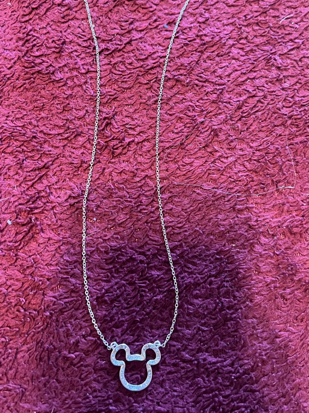 Silver Mickey Outline Necklace in Silver